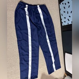 Blue Track Pants with White Stripes